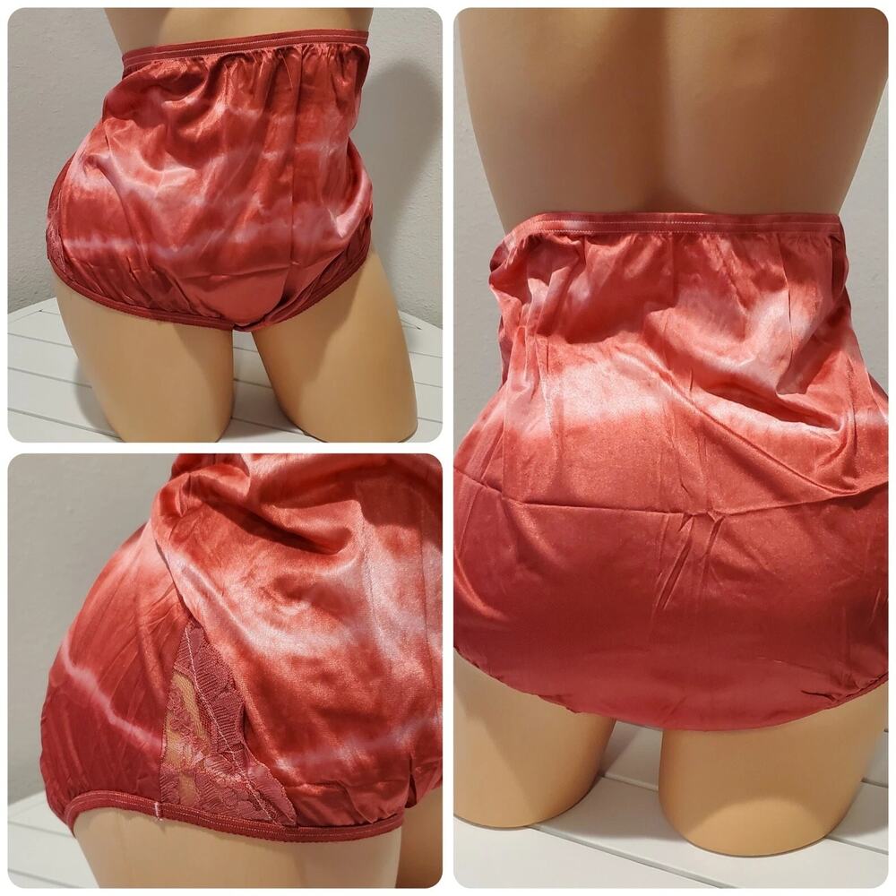 Vanity Fair Lace Nouveau Nylon Full Cut Panty Cranberry Pink Rainbow Shift 11